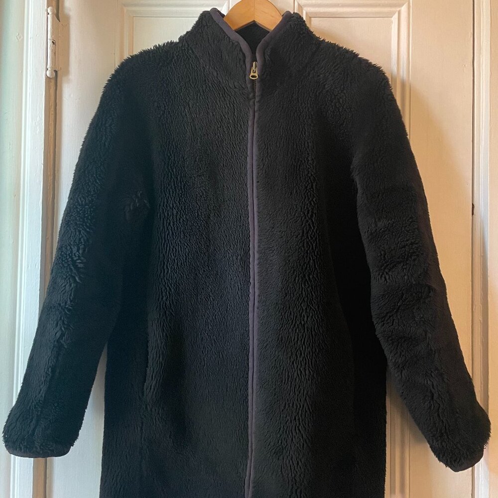 JCrew Teddy Bear Faux-Fur Black Coat